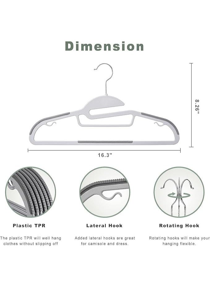 كيتشينو شماعات ملابس بلاستيكية غير قابلة للانزلاق – شديدة التحمل – خفيفة الوزن – مجموعة 10 شماعات – تصميم رفيع موفر للمساحة – خطاف دوار 360° مرن وسهل الاستخدام – مثالية للقمصان والفساتين والبدل والمعاطف - Image 2